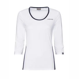Tennisshirt HEAD Women Club Tech 3/4 White Dark Blue-XL