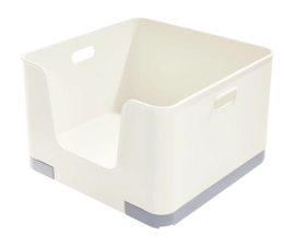 Wasmand iDesign met Opening Stapelbaar Beige/Grijs (39 x 39 x 23 cm)