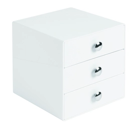 Opbergbox iDesign Drawers met 3 Laden Wit (16,5 x 17,8 x 16,5 cm)