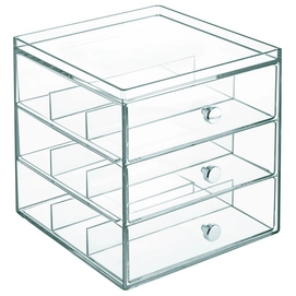 Opbergbox iDesign Drawers met 3 Laden voor Make-up Transparant (17,8 x 16,5 x 17,8 cm)
