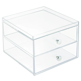 Opbergbox iDesign Drawers met 2 Laden Breed Transparant (32,9 x 17,7 x 7,2 cm)