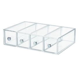 Opbergbox iDesign Drawers Tower met 4 Laden Transparant (6,6 x 17,7 x 25,2 cm)