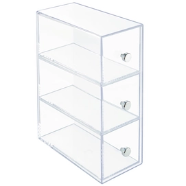 Opbergbox iDesign Drawers Tower met 3 Laden Transparant (17,8 x 8,6 x 25,1 cm)