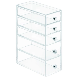 Opbergbox iDesign Drawers Tower met 5 Laden Transparant (17,8 x 8,6 x 25,1 cm)