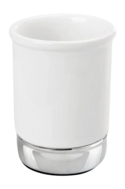 Tazza bicchiere Porta spazzolino iDesign York h 12 cm, Bianco / Cromo