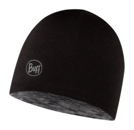 Mütze Buff LW Merino Wool Reversible Hat Kinder Black-Graphite Multistripes