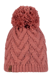 Beanie Buff Unisex Knitted & Fleece Band Hat Caryn Crimson