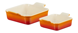 Plat à Four Le Creuset Carré Orange Rouge 13 + 20 cm (2-Pièces)