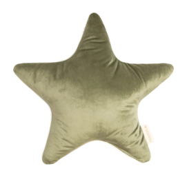 Coussin Décoratif Nobodinoz Aristote Star Velvet Olive Green (40 x 40 cm)
