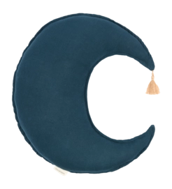 Dekokissen Nobodinoz L1N0 Moon Cushion French Linen Deep Blue (36 x 32 cm)