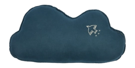 Dekokissen Nobodinoz L1N0 Embroid. Cloud Cushion French Linen Deep Blue (50 x 28 cm)