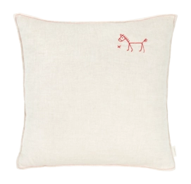 Dekokissen Nobodinoz L1N0 Embroid. Square Cushion Fr Linen Greige (45 x 45 cm)