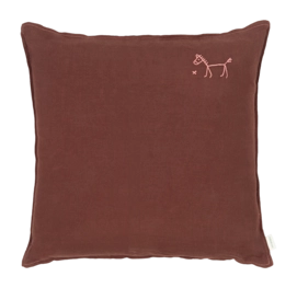 Dekokissen Nobodinoz L1N0 Embroid. Square Cushion Fr Linen Prune (45 x 45 cm)