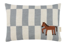 Dekokissen Nobodinoz Vibes Rect. Cushion Linen S Blue Tiles Horse (33 x 23 cm)