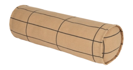 Dekokissen Nobodinoz Vibes Cylinder Cushion 50X18 Brown Black Grid (50 x 18 cm)
