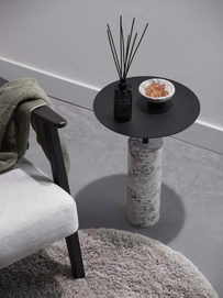 Nero side table - Nero soap dish alba - Musa bath mat round - London towel taiga