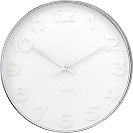 Clock Karlsson Mr. White Numbers Steel Polished 51 cm