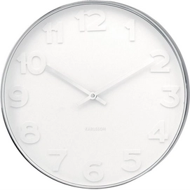 Clock Karlsson Mr. White Numbers Steel Polished 37.5 cm