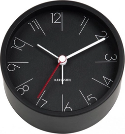 Wekker Karlsson Elegant Numbers Steel Black 11 cm