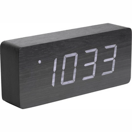 Wekker Karlsson Tube Black Veneer White Led 21 x 9 cm