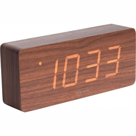 Wekker Karlsson Tube Dark Wood Veneer White Led 21 x 9 cm