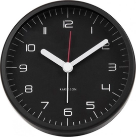 Wekker Karlsson Rounded Numbers Steel Black 9 cm