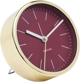 Wekker Karlsson Minimal Burgundy Red Shiny Gold Case 10 cm