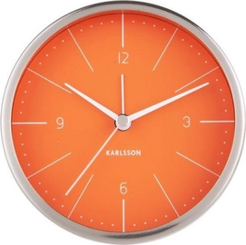 Wekker Karlsson Normann Brushed Steel Orange 10 cm
