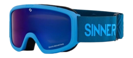 Ski Goggles Sinner Kids Duck Mountain Matte Blue Neon Double Full Blue Mirror