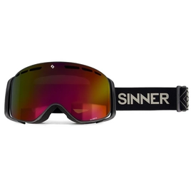 Masque de Ski Sinner Olympia Matte Black Double Full Red Mirror Vent