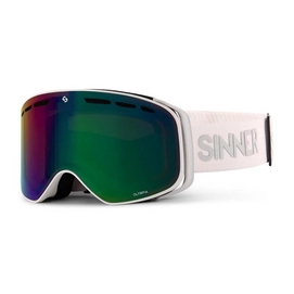 Masque de Ski Sinner Olympia Matte White Double Full Green Mirror Vent