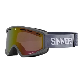 Masque de Ski Sinner Batawa OTG Matte Dark Grey Double Full Red Mirror Vent 2024
