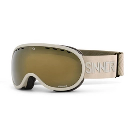 Masque de Ski Sinner Vorlage S Matte Light Grey Double Full Gold Mirror Vent