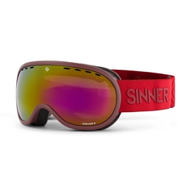 Ski Goggles Sinner Vorlage S Matte Burgundy Double Full Red Mirror Vent