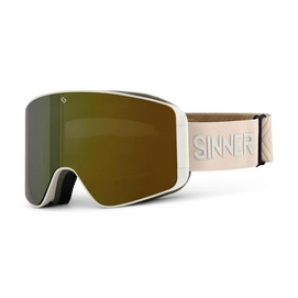 Masque de Ski Sinner Aura Matte Light Grey Double Full Gold Mirror Vent + Double Pink Lens