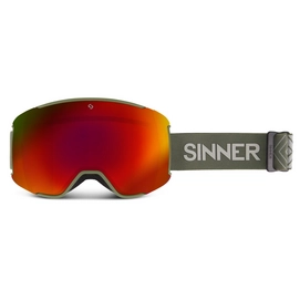Skibril Sinner Snowflake Matte Moss Green Double Full Red Mirror Vent + Double Pink Toric
