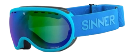 Skibrille Sinner Vorlage S Unisex Matte Sky Blue Double Full Green Mirror Vent