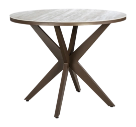 Tuintafel Yoi Calma High Dining Rond Bronze Travertin Ø120