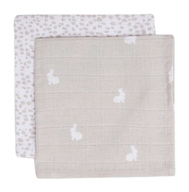 Lingette Lavable Jollein Lingette Lavable Hydrophile Dotted&Rabbit Nougat GOTS (2pack)