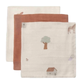Serviettentuch Jollein Mundtuch Hydrofiel Farm (3er-Pack)