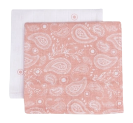 Serviettentuch Jollein Mundtuch Hydrofiel Paisley & Halo Rosewood GOTS (2er-Pack)