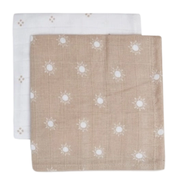 Serviettentuch Jollein Mundtuch Hydrofiel Pointelle & Sun Biscuit GOTS (2er-Pack)