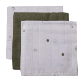 Monddoekje Jollein Monddoekje Hydrofiel Stargaze Leaf Green (3pack)