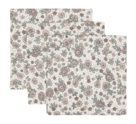 Serviettentuch Jollein Hydrofiel Mundtuch 31x31cm Retro Flowers (3er-Pack)