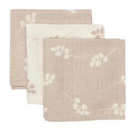 Serviettentuch Jollein Hydrofiel Mundtuch 31x31cm Twig Wild Rose (3er-Pack)