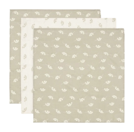 Wickeltuch Jollein Hydrophiler Stoff Small 70x70cm Twig Olive Green (3er-Pack)