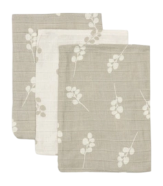 Waschlappen Jollein Hydrofiel Waschlappen 15x20cm Twig Olive Green (3er Pack)