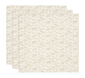 Multidoek Jollein Hydrofiele Doek Small 70x70cm Animals Nougat (3pack)