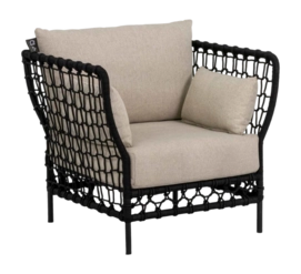Loungestoel Applebee Pure Lounge Chair 86 Aluminium Rope Weaving Black Grey