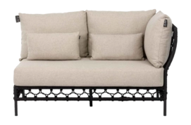 Loungebank Applebee Pure Sofa 141 Left Aluminium Rope Weaving Black Grey